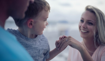 Newly engaged woman, who’s ready to learn the keys to co-parenting, meeting her future step-son.